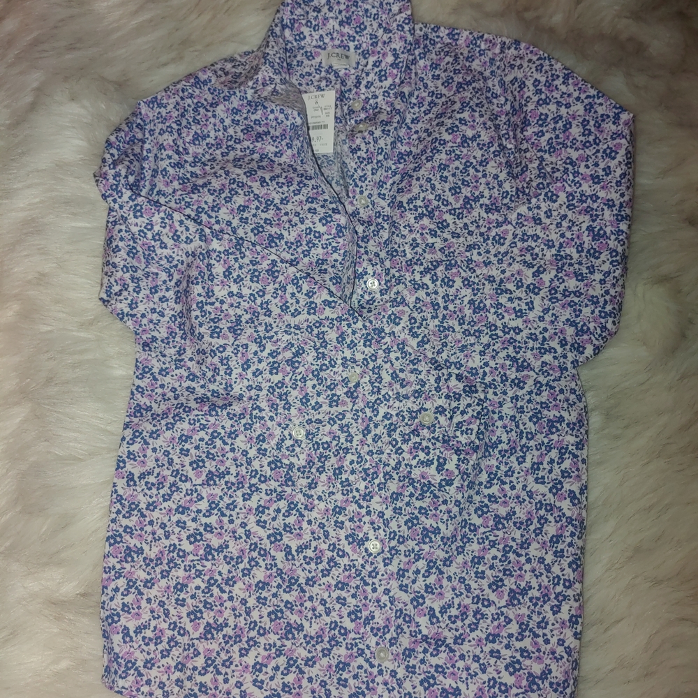 J. Crew Blue and Purple Floral Shirt